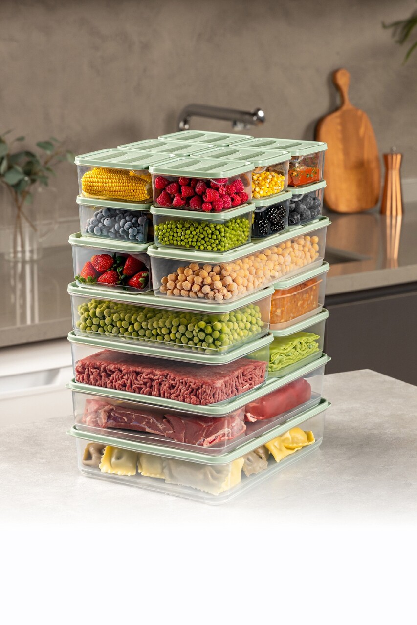 Set recipiente depozitare, Hermia, 964FRM5729, Dimensiune: 23 x 15 x 7 cm / 1750 ml (4 bucăți), Verde menta - imagine 4